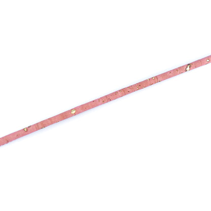 3mm Round Cork Cord - Pink with Gold Flecks - COR-676 (10 Meters)