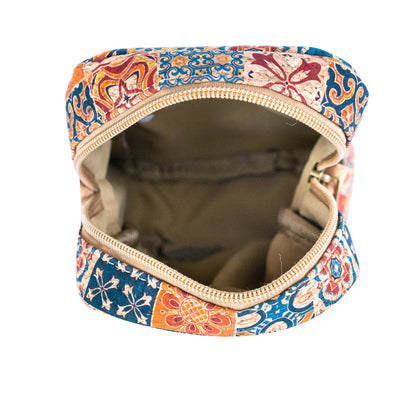 12 UNITS - Mixed Cork Crossbody Bags With Double Front Zippers BAGD-618-MIX-12