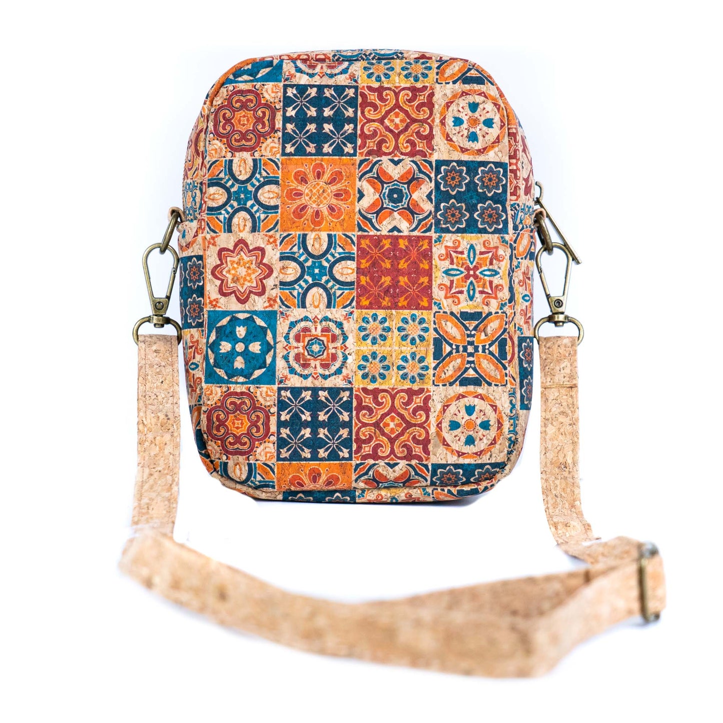 12 UNITS - Mixed Cork Crossbody Bags With Double Front Zippers BAGD-618-MIX-12