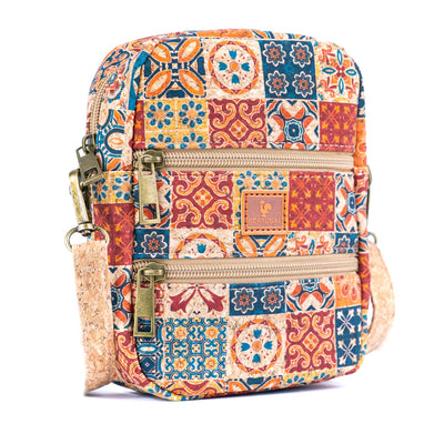 12 UNITS - Mixed Cork Crossbody Bags With Double Front Zippers BAGD-618-MIX-12