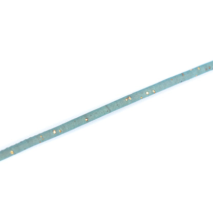 3mm Round Cork Cord - Light Blue with Gold Flecks - COR-673 (10 Meters)
