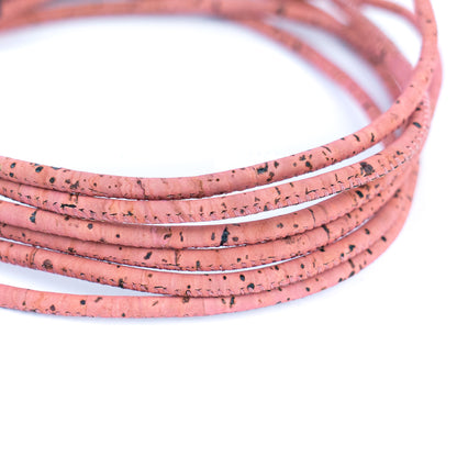 3mm Round Cork Cord - Salmon Pink - COR-377E (10 Meters)
