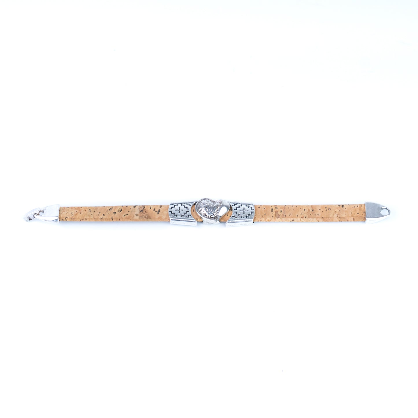 5pcs-Pack Cork Bracelet Set with Heart Charm – Unisex Natural Style BR-442-MIX-5
