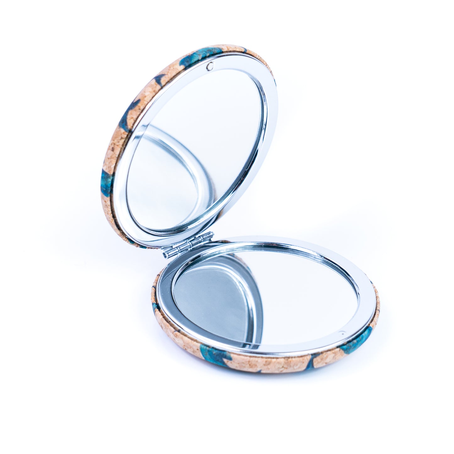 Round Natural Cork Compact Mirror – Floral Design L-1178-12