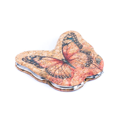 Butterfly-Shaped Natural Cork Compact Mirror L-1180-12