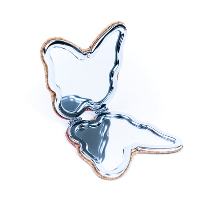 Butterfly-Shaped Natural Cork Compact Mirror L-1180-12