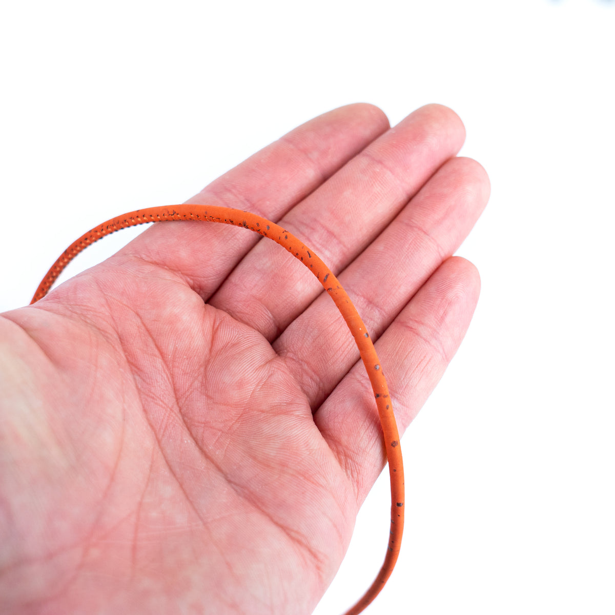 3mm Round Cork Cord - Orange - COR-542C (10 Meters)