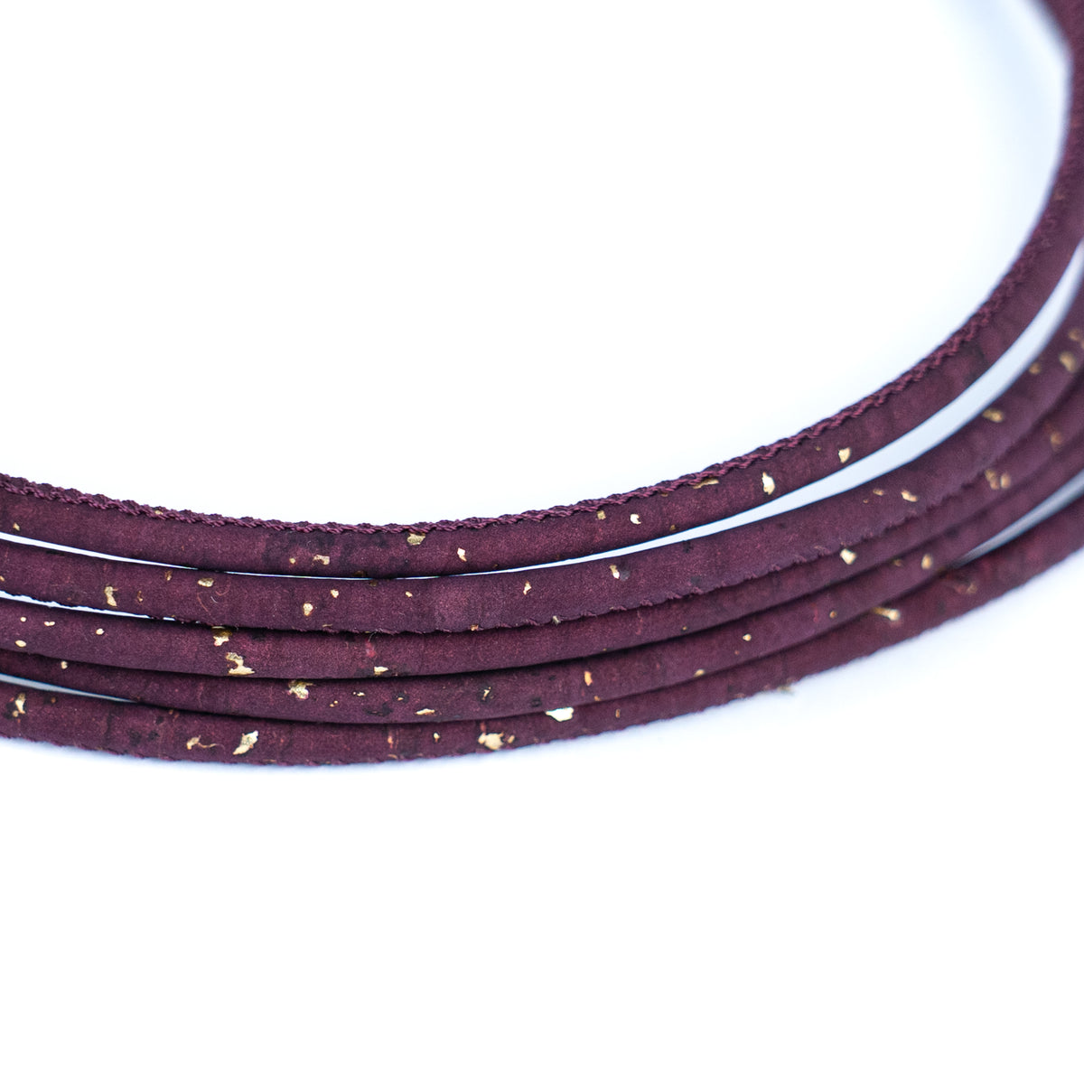 3mm Round Cork Cord - Deep Purple with Gold Flecks - COR-671 (10 Meters)