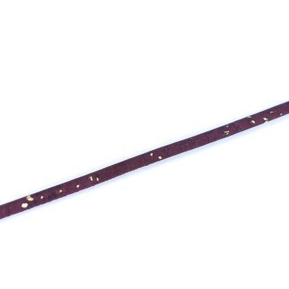 3mm Round Cork Cord - Deep Purple with Gold Flecks - COR-671 (10 Meters)