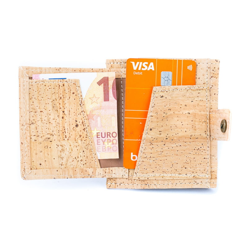 Compact Cork Wallet Bi-Fold Coin & Card Holder BAGP-281A（5units）