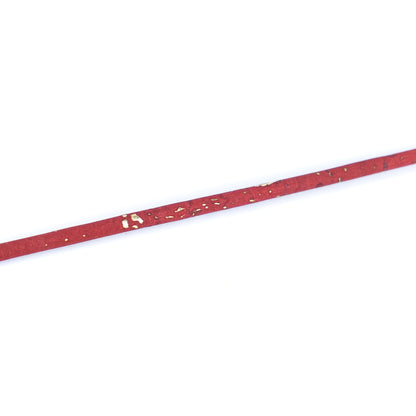 3mm Round Cork Cord - Red with Gold Flecks - COR-672 (10 Meters)