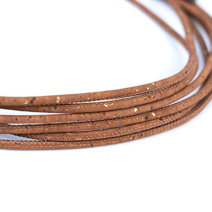 3mm Round Cork Cord - Brown with Gold Flecks - COR-668 (10 Meters)