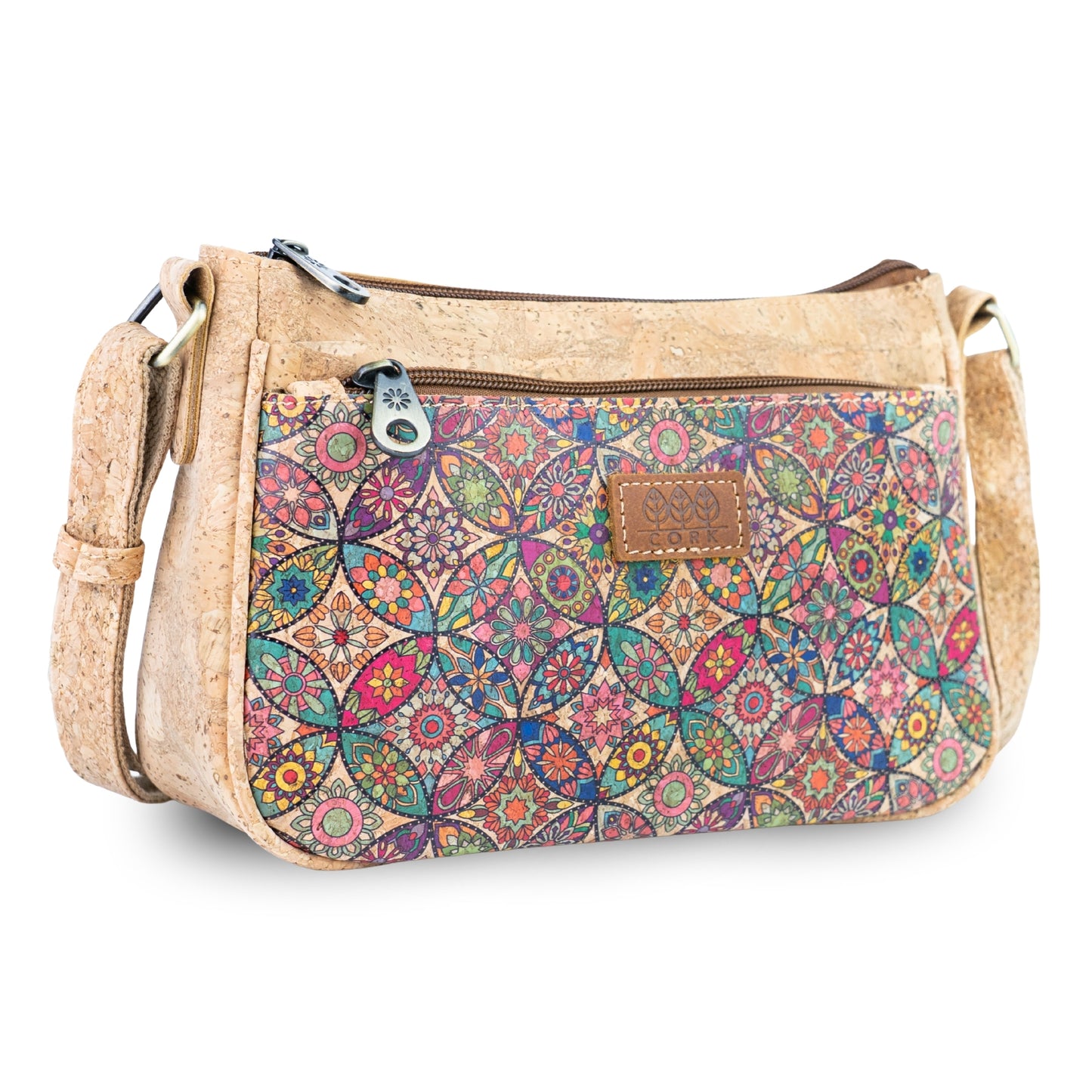 Cork Crossbody Bag with Front Zip Pocket – Adjustable Strap BAGD-653