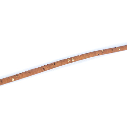 3mm Round Cork Cord - Brown with Gold Flecks - COR-668 (10 Meters)