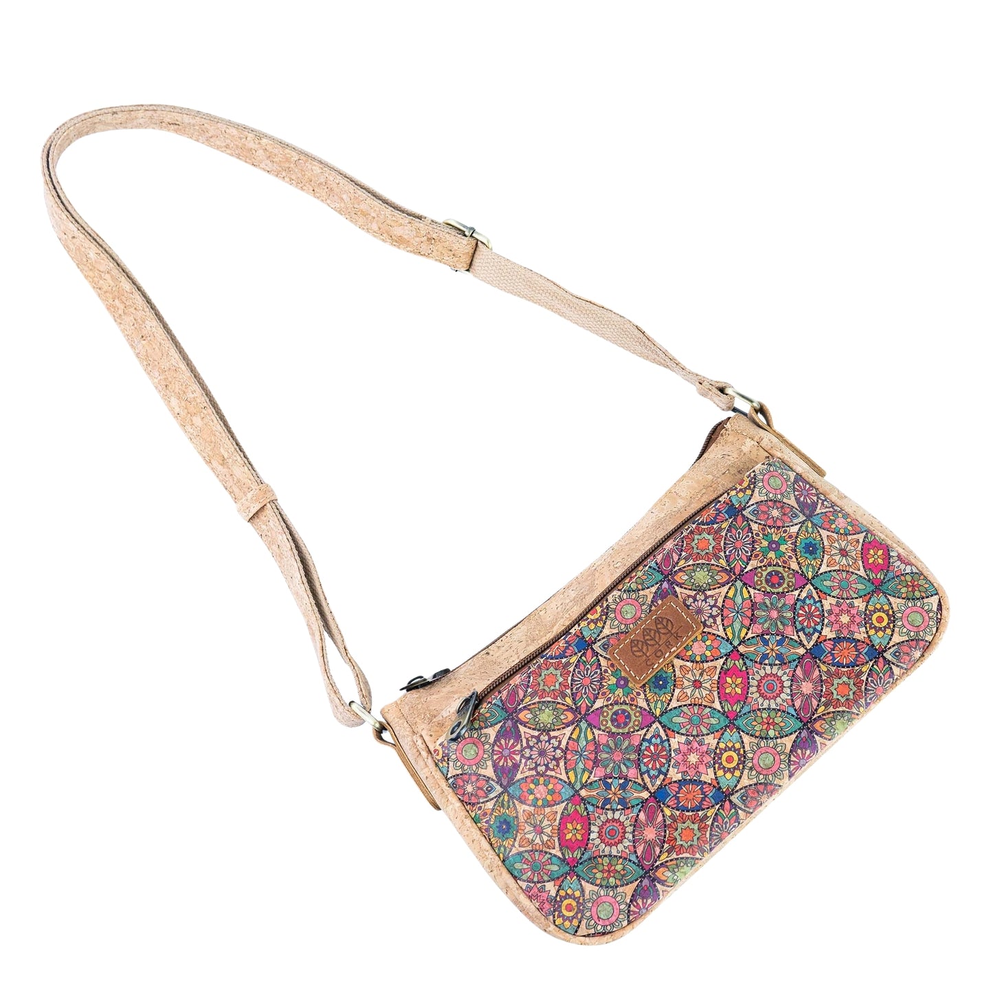 Cork Crossbody Bag with Front Zip Pocket – Adjustable Strap BAGD-653