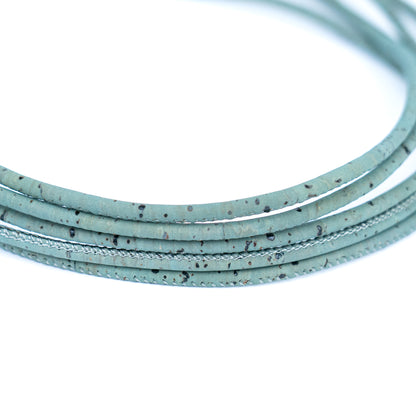 3mm Round Cork Cord - Light Blue - COR-670 (10 Meters)