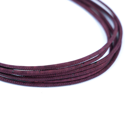 3mm Round Cork Cord - Deep Purple - COR-386D (10 Meters)