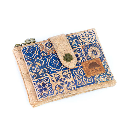 Pack of 6 Printed Cork Wallets with Zip Coin Pocket BAGD-664-MIX-6