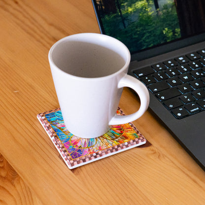 Embossed Ceramic Tile Coasters with Cork Backing – Butterfly Design L-1136-12 (12units)