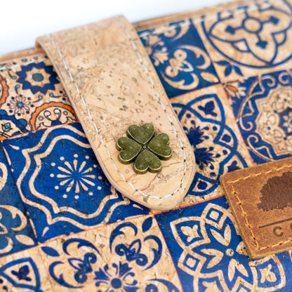 Pack of 6 Printed Cork Wallets with Zip Coin Pocket BAGD-664-MIX-6