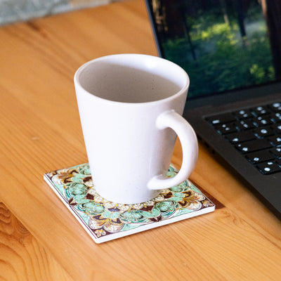 Mandala Ceramic Coasters with Cork Backing L-1138-12