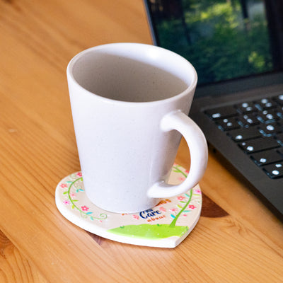 Heart-Shaped Ceramic Coasters with Cork Backing L-1137-12