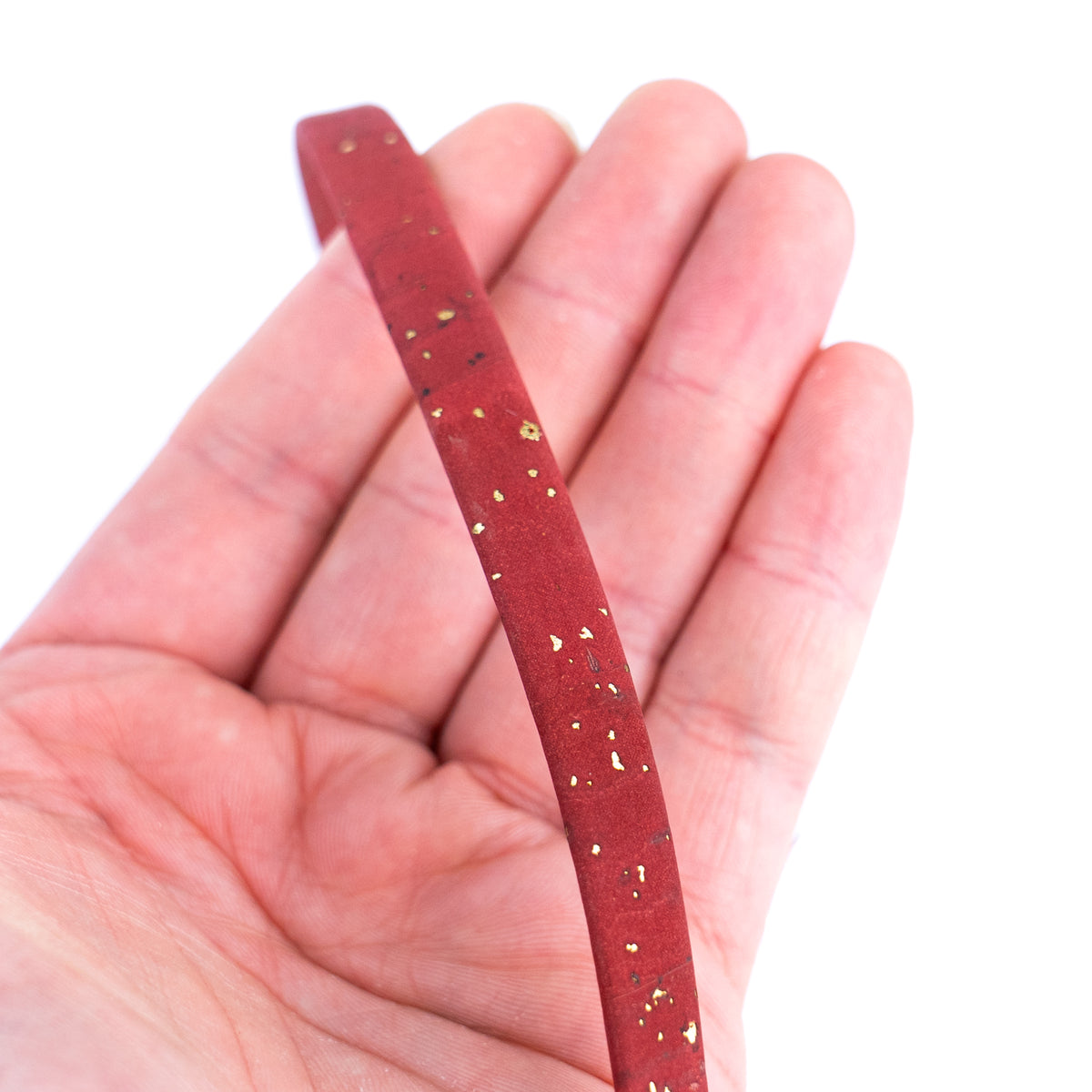 10mm Flat Cork Cord - Red with Gold Flecks - COR-666 (10 Meters)