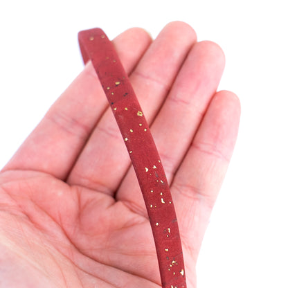 10mm Flat Cork Cord - Red with Gold Flecks - COR-666 (10 Meters)