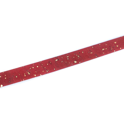 10mm Flat Cork Cord - Red with Gold Flecks - COR-666 (10 Meters)