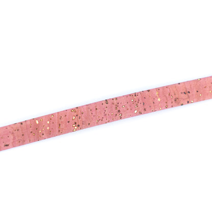 10mm Flat Cork Cord - Pink with Gold Flecks - COR-656 (10 Meters)