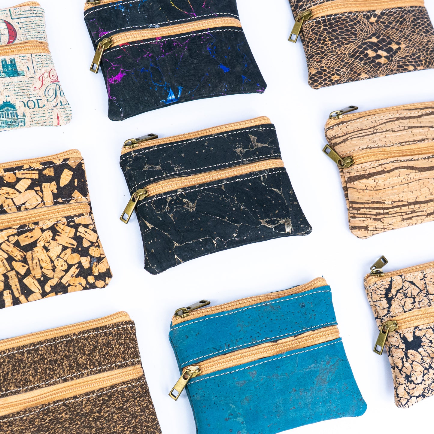 Dual Zip Cork Coin Purse BAGP-309(5units)