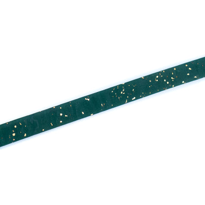 10mm Flat Cork Cord - Dark Green with Gold Flecks - COR-664 (10 Meters)