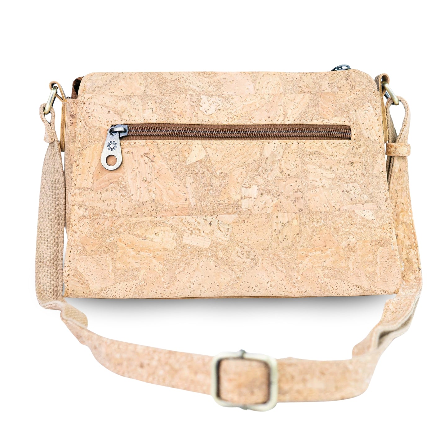 Printed Cork Crossbody Bag with Front Zip Pocket BAGD-654