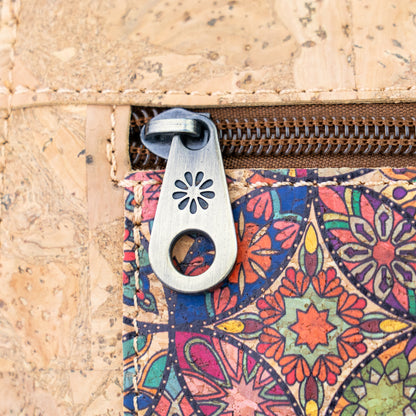 Printed Cork Crossbody Bag with Front Zip Pocket BAGD-654