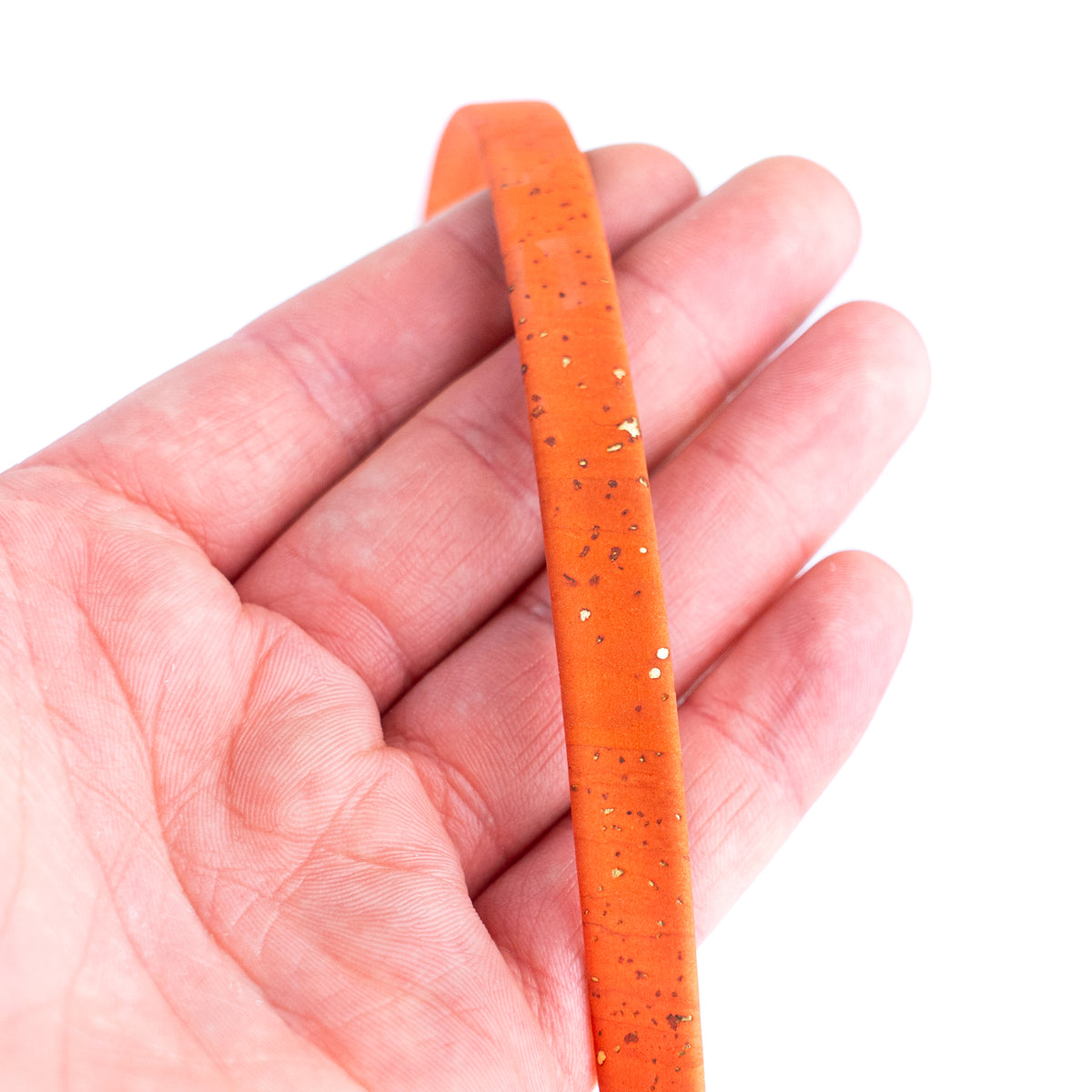 10mm Flat Cork Cord - Orange with Gold Flecks - COR-659 (10 Meters)