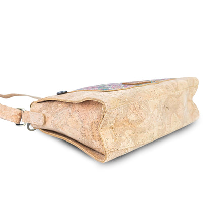 Printed Cork Crossbody Bag with Front Zip Pocket BAGD-654
