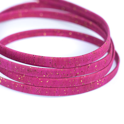 10mm Flat Cork Cord - Fuchsia with Gold Flecks - COR-530A (10 Meters)