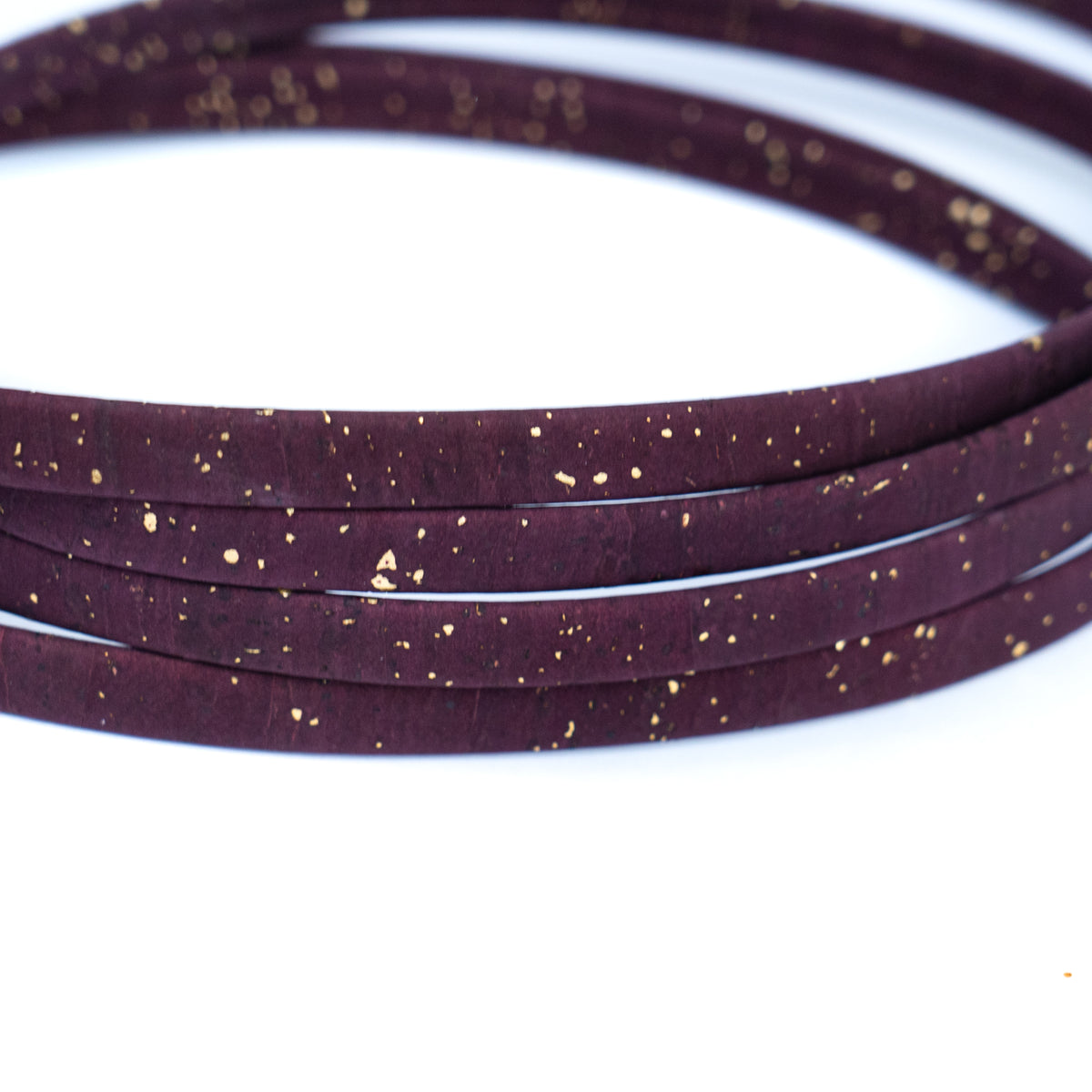 10mm Flat Cork Cord - Deep Purple with Gold Flecks - COR-662 (10 Meters)