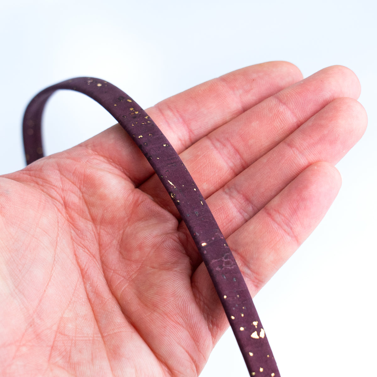 10mm Flat Cork Cord - Deep Purple with Gold Flecks - COR-662 (10 Meters)