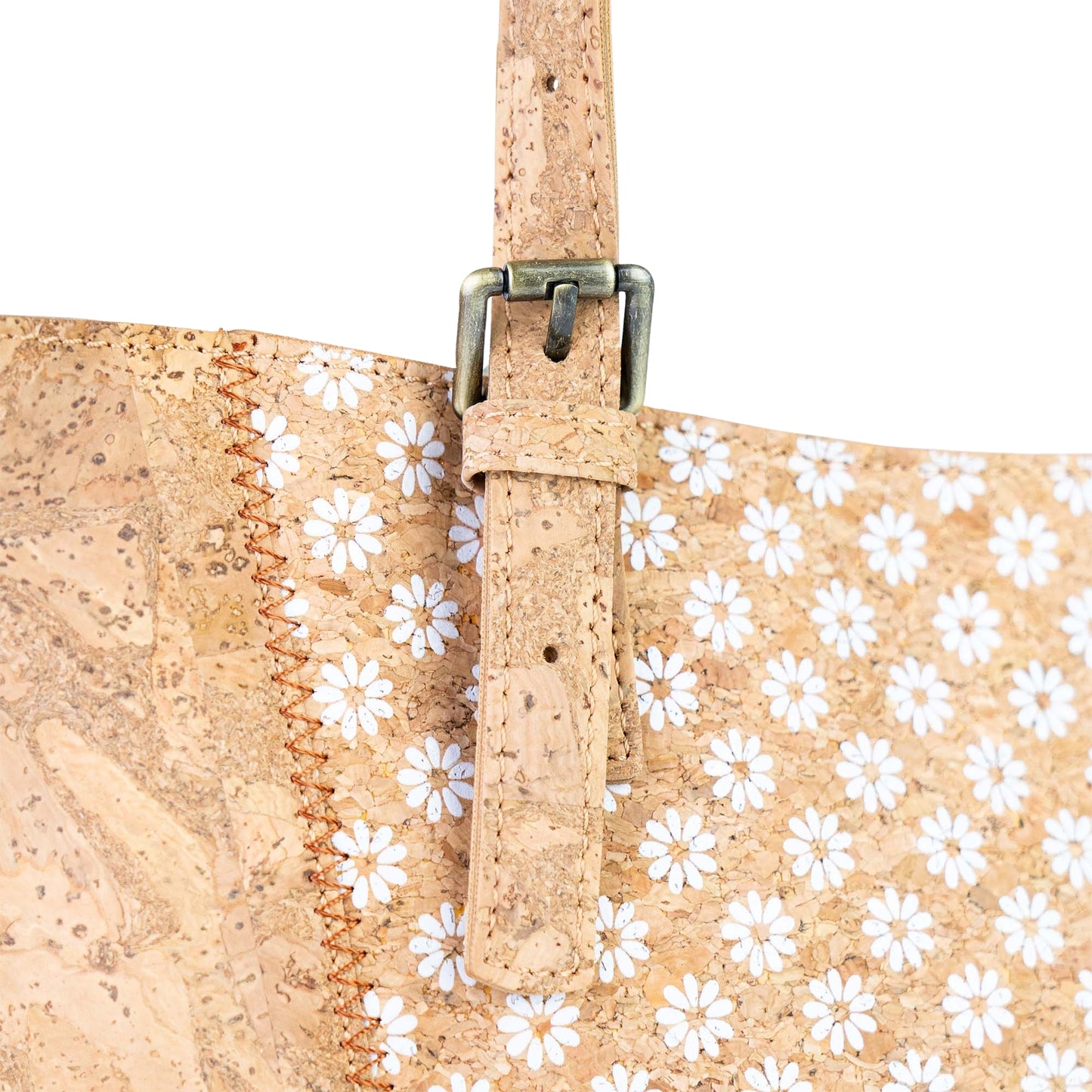 Natural Cork HandBag with Floral Print BAGD-660