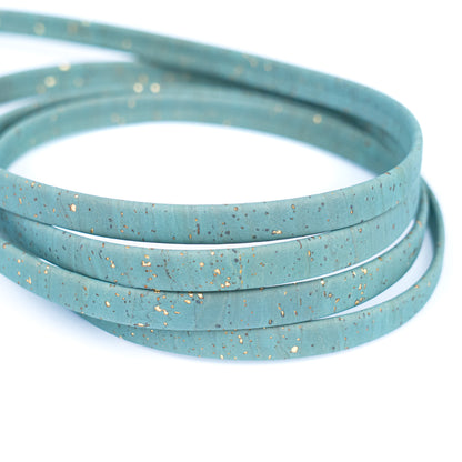 10mm Flat Cork Cord - Light Blue with Gold Flecks - COR-653 (10 Meters)