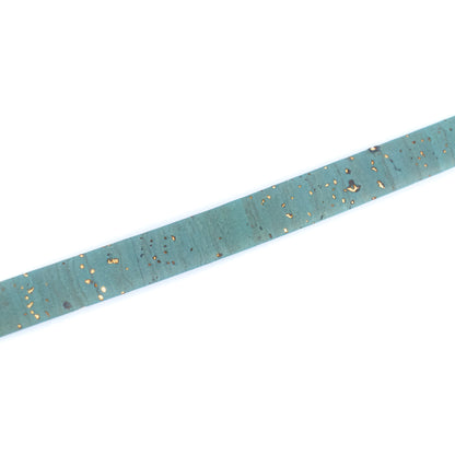 10mm Flat Cork Cord - Light Blue with Gold Flecks - COR-653 (10 Meters)
