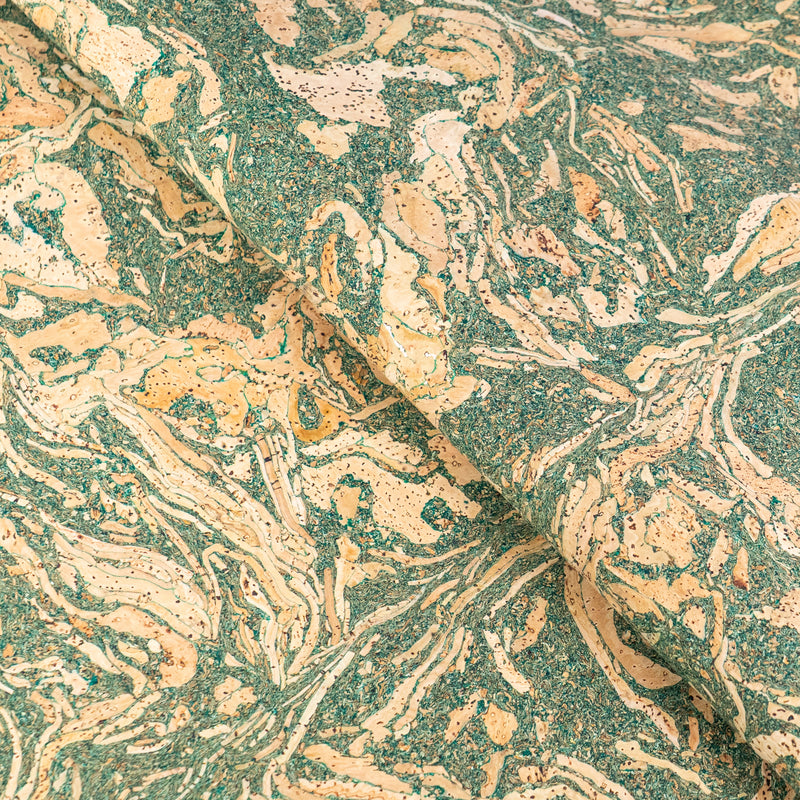 Natural Cork Fabric with Tea Leaf Inlay Vegan Leather COF-283-C