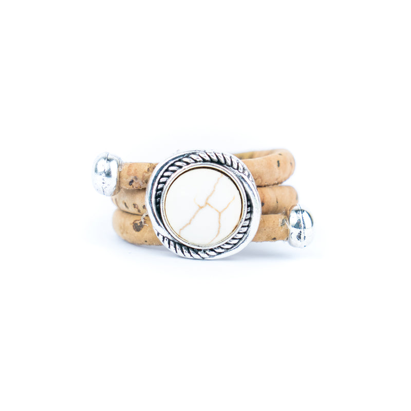 Natural cork cord and ceramic beads handmade bracelet and earring sets ，SET-032-MIX-6