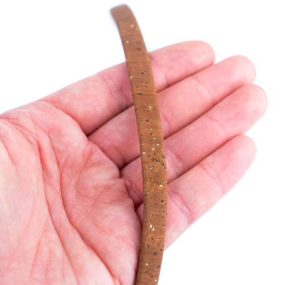 10mm Flat Cork Cord - Brown with Gold Flecks - COR-657 (10 Meters)