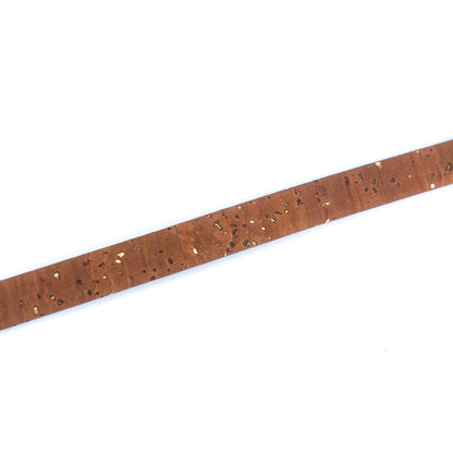 10mm Flat Cork Cord - Brown with Gold Flecks - COR-657 (10 Meters)