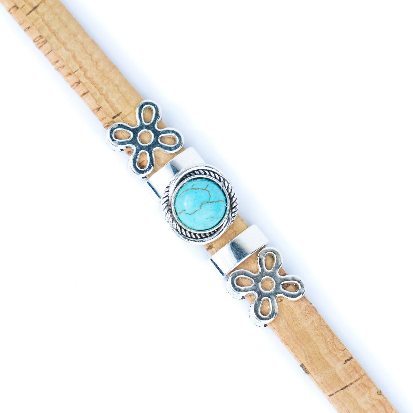 Natural cork cord and ceramic beads handmade bracelet and earring sets ，SET-031-MIX-6