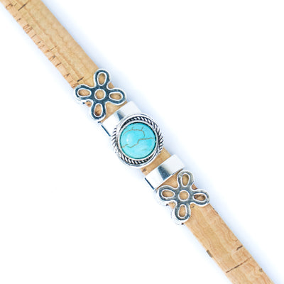 Natural cork cord and ceramic beads handmade bracelet and earring sets ，SET-031-MIX-6