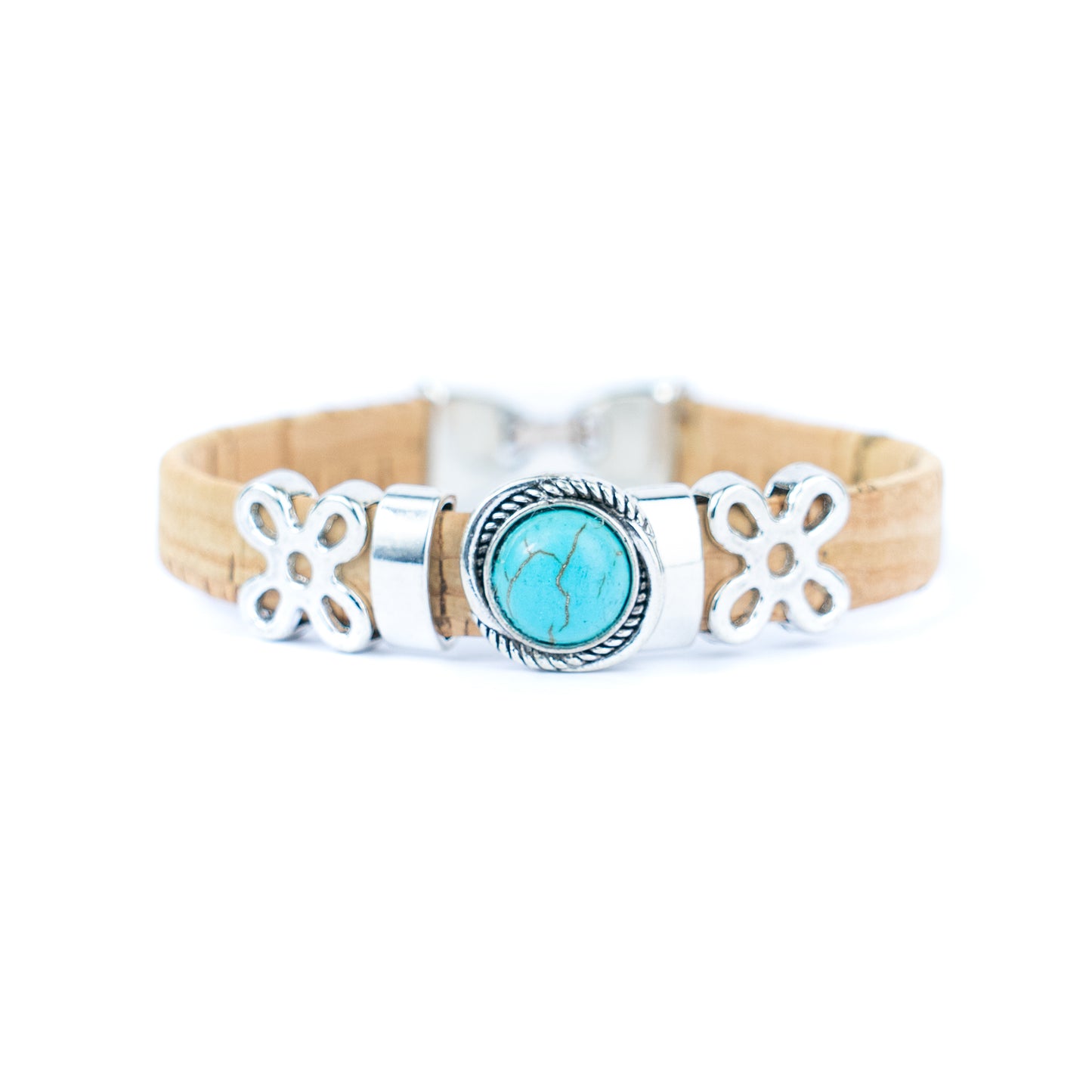 Natural cork cord and ceramic beads handmade bracelet and earring sets ，SET-031-MIX-6