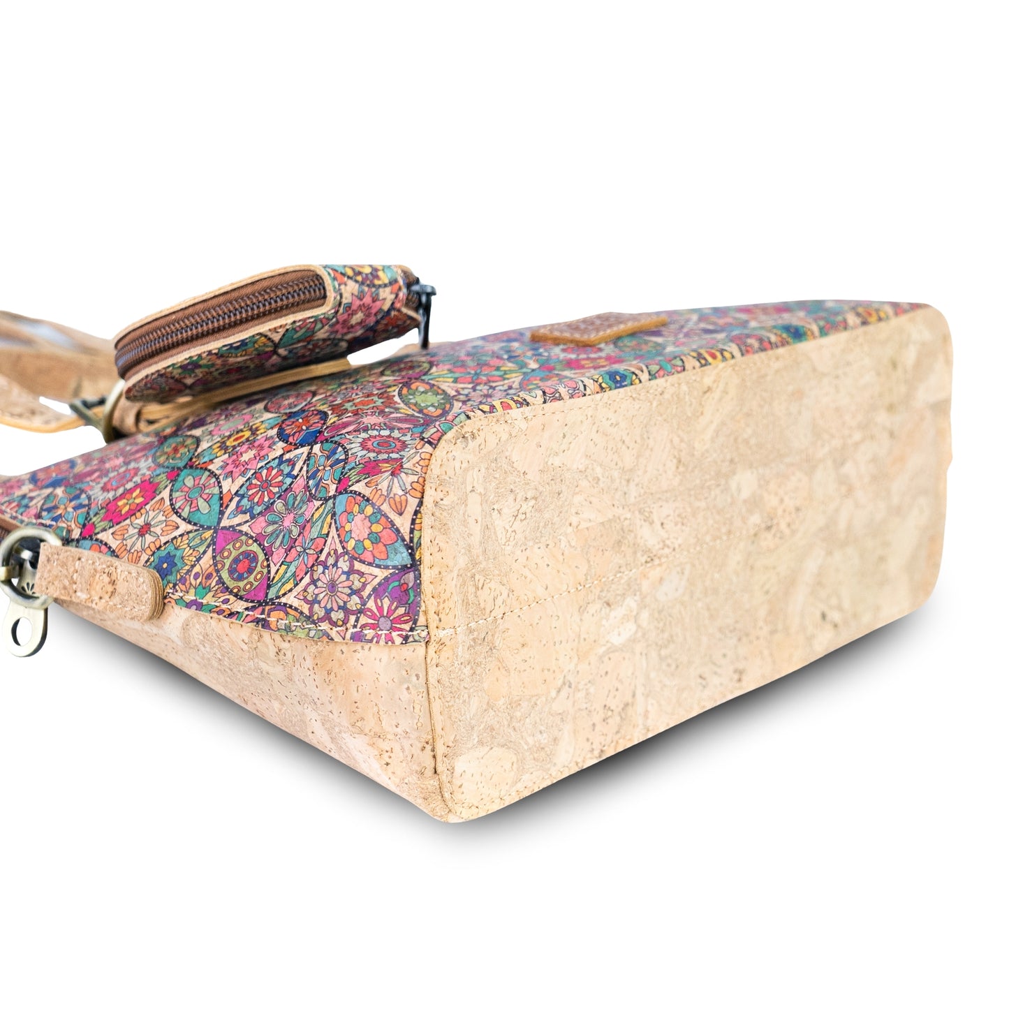 Printed Cork Handbag with Detachable Mini Zipper Purse & Shoulder Strap BAGD-667